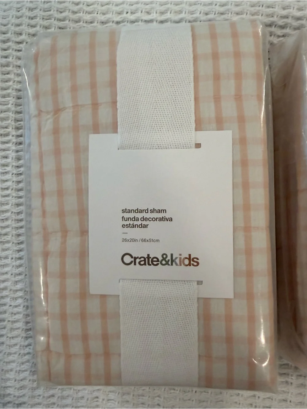 Crate&Barrel Kids Pink Windowpane Pillow Sham